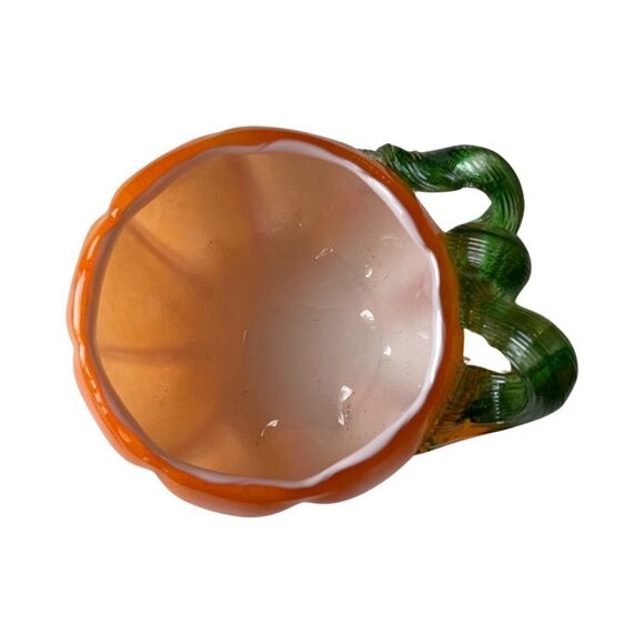 Hand Blown Art Glass Deco Pumpkin Bowl Vase Planter Swirl NWT - Picture 7 of 14